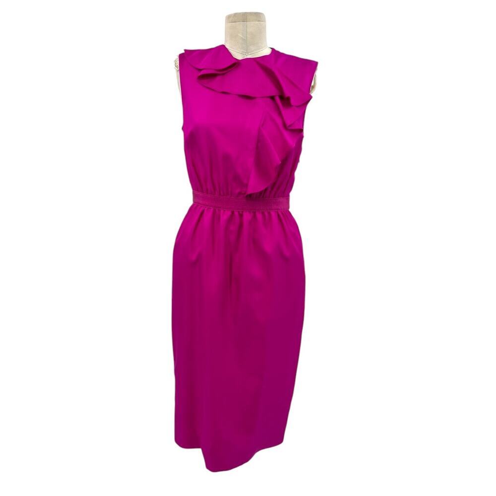 Giambattista Valli Fuchsia Ruffle Front Sleeveless Sheath Dress Size 40 XS US 4
